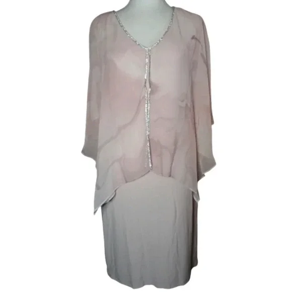 Frank Lyman Montreal Blush Pink Shift Dress Chiffon Overlay Size 6 NWT - Picture 2 of 8